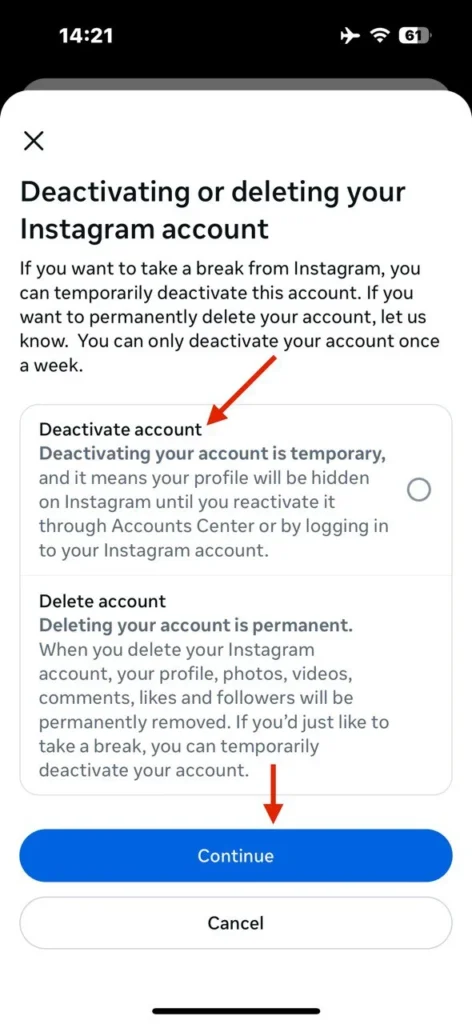 روش های دیلیت اکانت اینستاگرام